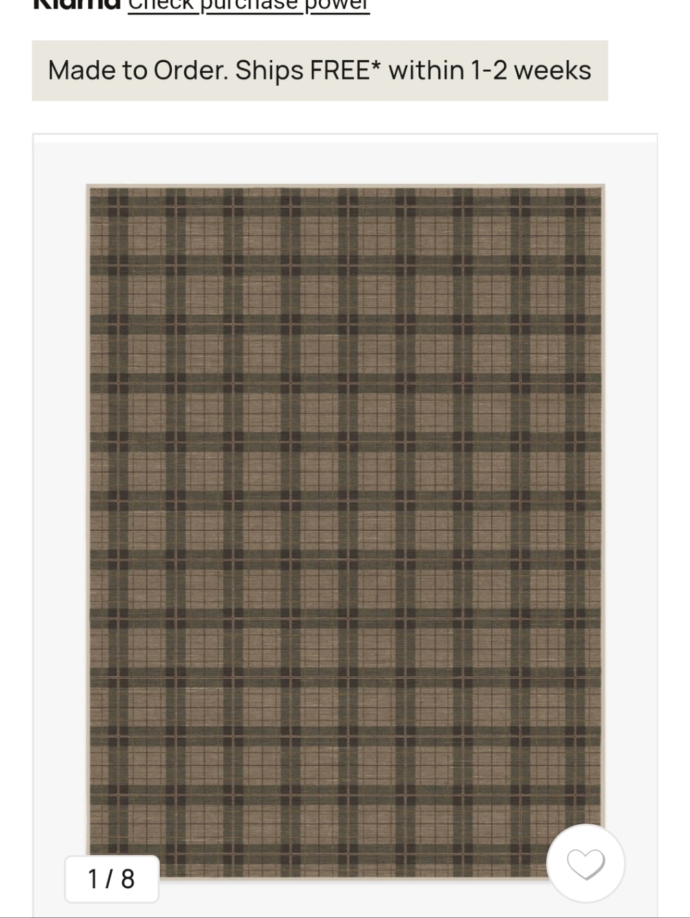 Ruggable Natural & Green Plaid Flatwoven Rug - Low Pile
